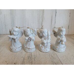 Vintage ceramic gold‎ trim angel religious ornament xmas set